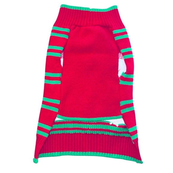 Festive Snowman Dog Sweater Medium 7x13 Red Green Holiday Knit Pet Outfit - Picture 4 of 5